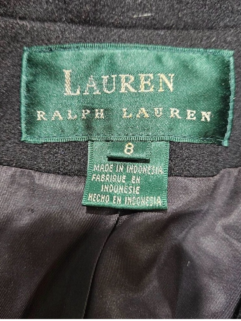 Vtg Lauren Ralph Lauren Blazer Womens 8 Black Wool Cashmere Blend Beaded Crest - Picture 4 of 15